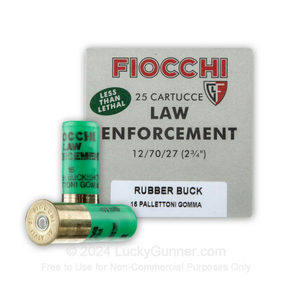 Large image of Bulk 12 Gauge Ammo For Sale - 2-3/4" Rubber Buckshot Ammunition in Stock by Fiocchi Law Enforcement - 250 Rounds