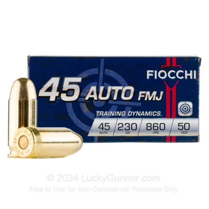 Large image of 45 ACP Ammo For Sale - 230 gr FMJ Fiocchi Ammunition In Stock