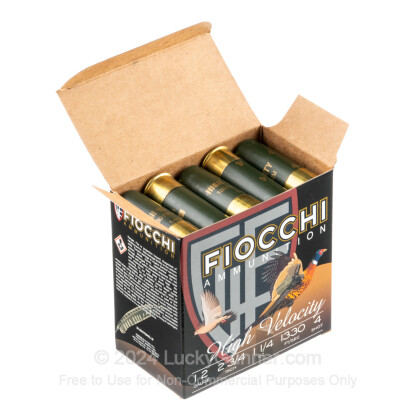 Large image of Cheap 12 Gauge Ammo For Sale - 2-3/4" 1-1/4oz. #4 Shot Ammunition in Stock by Fiocchi - 25 Rounds