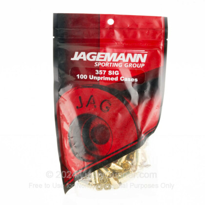 Large image of Bulk 357 SIG Casings For Sale - New Unprimed Brass Casings in Stock by Jagemann - 100 Casings