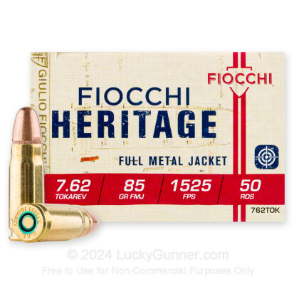 Large image of Premium 7.62 Tokarev Ammo For Sale - 85 Grain FMJ Ammunition in Stock by Fiocchi - 50 Rounds