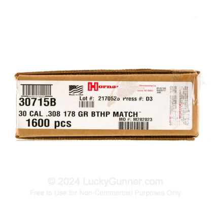 Large image of Bulk 308 (.308) Bullets For Sale - 178 Grain HPBT Match Bullets in Stock by Hornady - 1600
