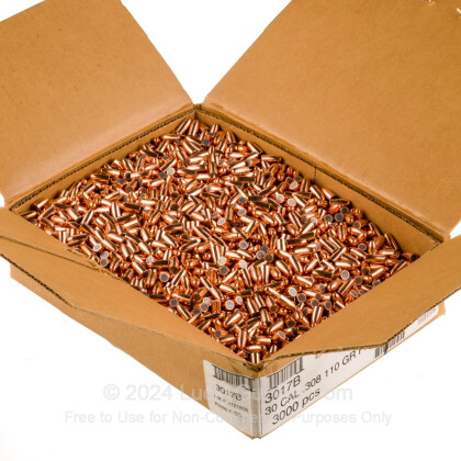 Large image of Bulk 30 Carbine Bullets For Sale - 110 Grain FMJ Bullets in Stock by Hornady - 3000 Projectiles
