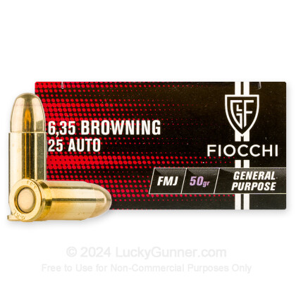 Large image of 25 ACP - 50 gr FMJ - Fiocchi - 1000 Rounds