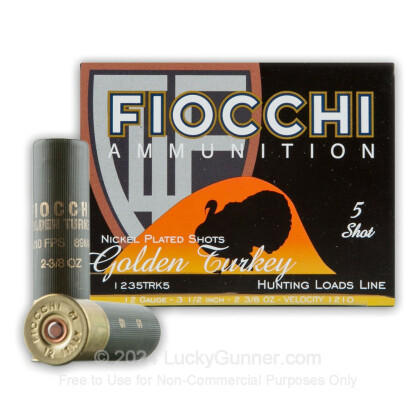 Large image of 12 ga 3-1/2" Turkey Fiocchi Shells For Sale - 3-1/2" Heavy Magnum Nickel Plated Lead #5 Turkey Loads by Fiocchi