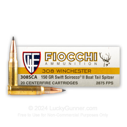 Large image of Premium 308 Ammo For Sale - 150 Grain 150 Grain Scirocco II PTS Ammunition in Stock by Fiocchi Extrema - 20 Rounds