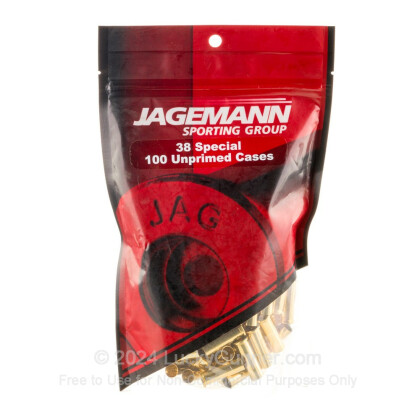 Large image of Bulk 38 Special Ammo For Sale - New Unprimed Brass Ammunition in Stock by Jagemann - 100 Casings