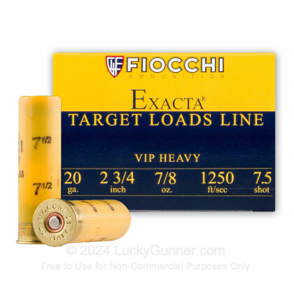 Large image of Cheap 20 ga Shot Shells For Sale - 2-3/4" 7/8 oz  #7-1/2 Shot by by Fiocchi - 250 Rounds