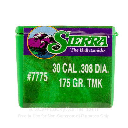 Large image of Bulk 308 Win (.308) Bullets for Sale - 175 Grain Polymer Tip Bullets in Stock by Sierra - 100