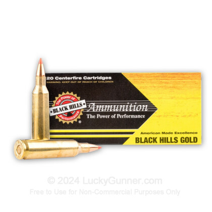 Large image of Premium 22-250 Ammo For Sale - 50 Grain V-Max Ammunition in Stock by Black Hills Gold - 20 Rounds