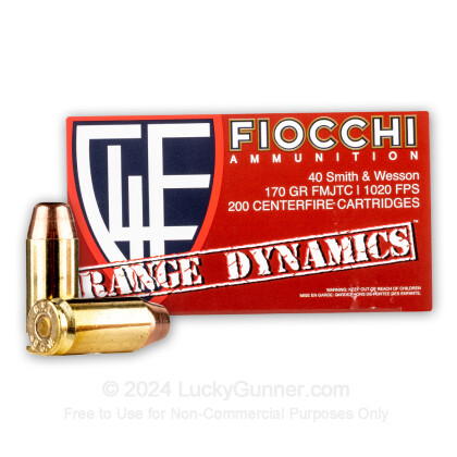 Large image of Cheap 40 S&W Ammo For Sale - 170 Grain FMJTC Ammunition in Stock by Fiocchi - 200 Rounds