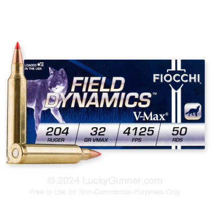 Large image of 204 Ruger Ammo In Stock  - 32 gr V-MAX - Fiocchi 204 Ruger Ammunition For Sale Online