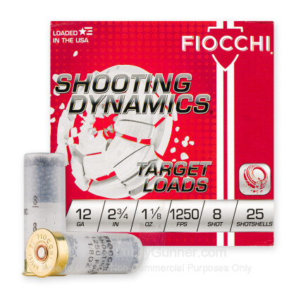 Large image of Cheap 12 Gauge Ammo For Sale - 2-3/4” 1-1/8oz. #8 Shot Ammunition in Stock by Fiocchi - 25 Rounds