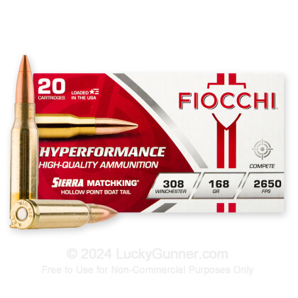 Large image of Bulk 308 Ammo For Sale - 168 Grain MatchKing Hollow Point Ammunition in Stock by Fiocchi Extrema - 200 Rounds