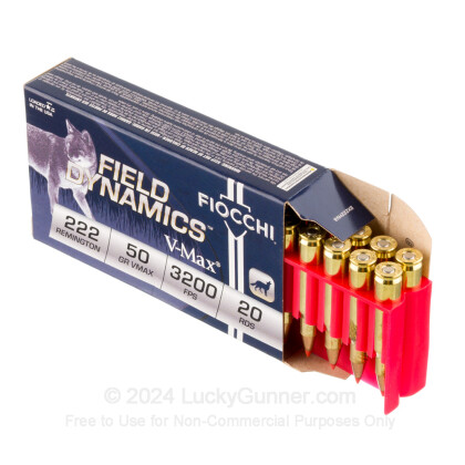 Large image of Premium 222 Rem Ammo For Sale - 50 Grain V-MAX Ammunition in Stock by Fiocchi - 200 Rounds
