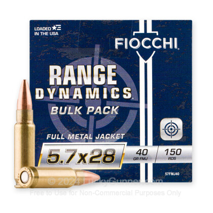 Large image of Bulk 5.7x28mm Ammo For Sale - 40 Grain FMJ Ammunition in Stock by Fiocchi - 450 Rounds
