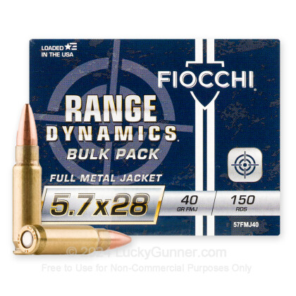 Large image of Cheap 5.7x28mm Ammo For Sale - 40 Grain FMJ Ammunition in Stock by Fiocchi - 450 Rounds