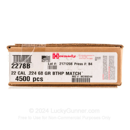Large image of Bulk 223 Rem (.224) Bullets for Sale - 68 Grain HPBT Match Bullets in Stock by Hornady - 100