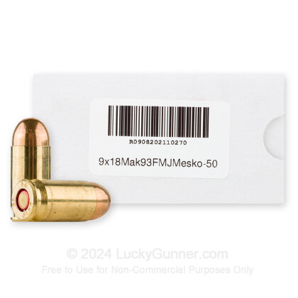 Large image of Cheap 9mm Makarov Ammo For Sale - 93 Grain FMJ Ammunition in Stock by Mesko - 50 Rounds