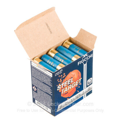 Large image of Premium 12 Gauge Ammo For Sale - 2-3/4” 1-1/8oz. #7 Steel Shot Ammunition in Stock by Fiocchi - 25 Rounds