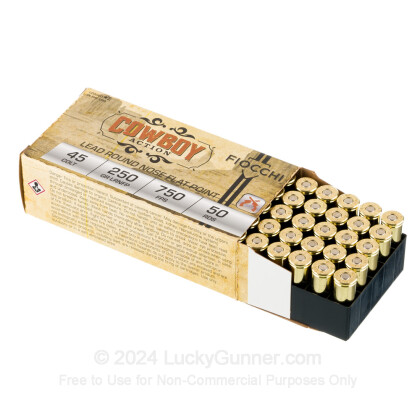 Large image of 45 LC Ammo For Sale - 250 gr LRNFP - Fiocchi Ammunition In Stock - 50 Rounds
