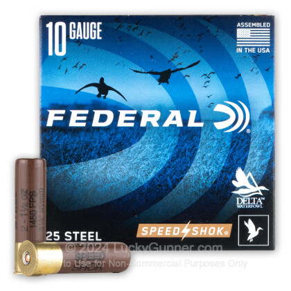 Large image of Cheap 10 Gauge Ammo For Sale - 3-1/2” 1-1/2oz. #2 Steel Shot Ammunition in Stock by Federal Speed-Shok - 25 Rounds