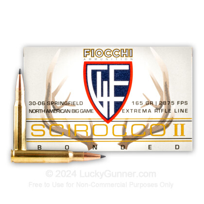 Large image of Premium 30-06 Ammo For Sale - 165 Grain Scirocco II PTS Ammunition in Stock by Fiocchi Extrema - 20 Rounds
