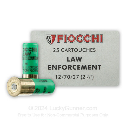 Large image of Cheap 12 Gauge Ammo For Sale - 2-3/4" Rubber Buckshot Ammunition in Stock by Fiocchi Law Enforcement - 25 Rounds