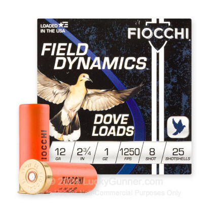 Large image of Bulk 12 Gauge Ammo For Sale - 2-3/4" 1 oz. #8 Shot Ammunition in Stock by Fiocchi Game and Target - 250 Rounds