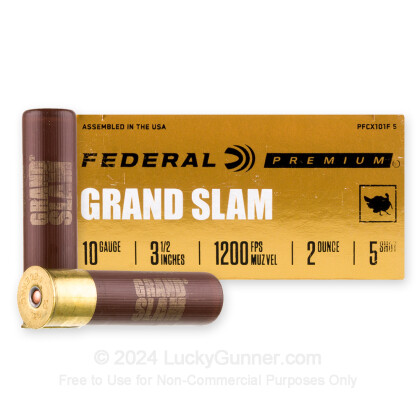 Large image of Premium 10 Gauge Ammo For Sale - 3-1/2” 2oz. #5 Shot Ammunition in Stock by Federal Grand Slam - 10 Rounds