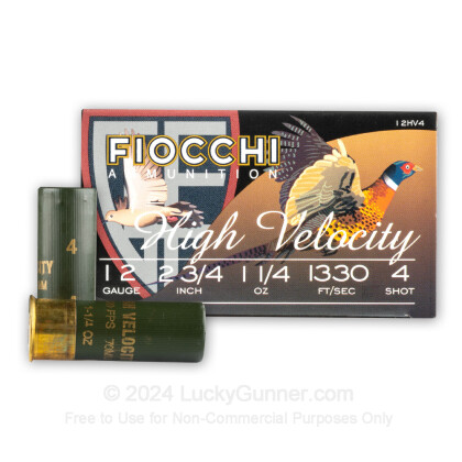 Large image of Bulk 12 Gauge Ammo For Sale - 2-3/4" 1-1/4oz. #4 Shot Ammunition in Stock by Fiocchi - 250 Rounds