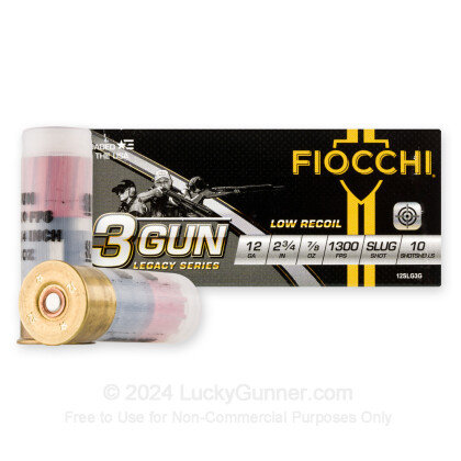 Large image of Premium 12 Gauge Ammo For Sale - 2 3/4" 7/8 oz. Slug Ammunition in Stock by Fiocchi 3 Gun - 10 Rounds