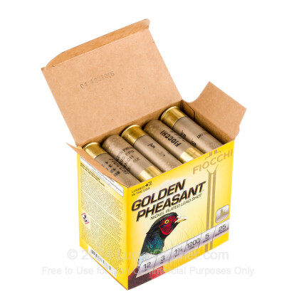 Large image of Premium 12 Gauge Ammo For Sale - 3” 1-3/4oz. #5 Shot Ammunition in Stock by Fiocchi Golden Pheasant - 25 Rounds