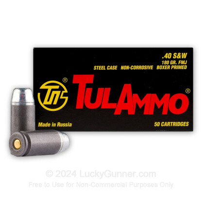 Large image of 40 S&W Ammo For Sale - 180 gr FMJ - 40 S&W Ammunition In Stock by Tula Cartridge Works - 50 Rounds