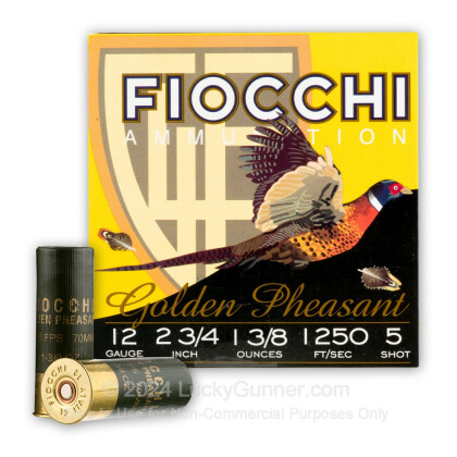Large image of Bulk 12 ga 2-3/4" Golden Pheasant Fiocchi Shells For Sale - 2-3/4" Nickel Plated Lead #5 Turkey Loads by Fiocchi - 250 Rounds
