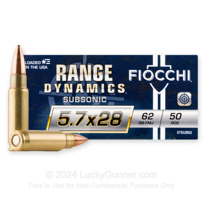 Large image of Bulk 5.7x28mm Ammo For Sale - 62 Grain FMJ Ammunition in Stock by Fiocchi Subsonic - 500 Rounds
