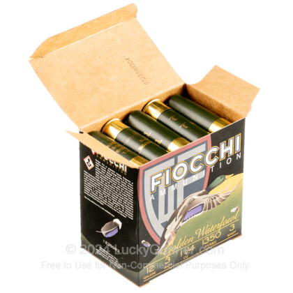 Large image of Bulk 12 Gauge Ammo For Sale - 3” 1-1/4oz. #3 Steel Shot Ammunition in Stock by Fiocchi Golden Waterfowl - 250 Rounds