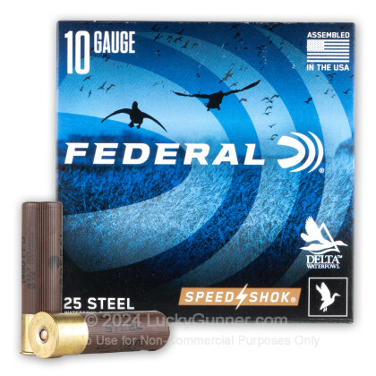 Large image of Cheap 10 Gauge Ammo For Sale - 3-1/2” 1-1/2oz. BB Steel Shot Ammunition in Stock by Federal Speed-Shok - 25 Rounds