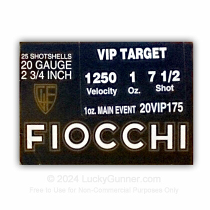 Large image of Cheap 20 ga Shot Shells For Sale - 2-3/4" 1 oz  #7-1/2 Shot by by Fiocchi - 25 Rounds