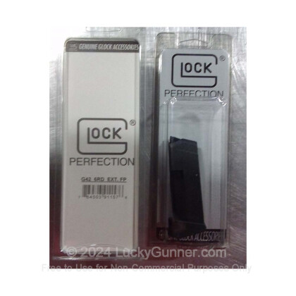 Large image of Premium 380 ACP G42 Magazine with Pinky Rest For Sale - 6 Round 380 Auto Glock Factory G42 Magazine for sale - 1 Magazine