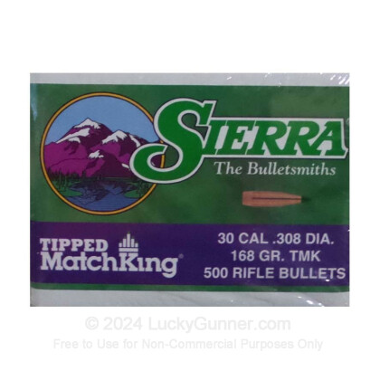 Large image of Bulk 308 Win (.308) Bullets for Sale - 168 Grain Polymer Tip Bullets in Stock by Sierra - 500