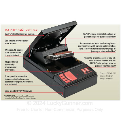 Large image of Hornady RAPiD Handgun Safe For Sale - Hornady RAPiD Safe Digital RFID Handgun Safe For Sale
