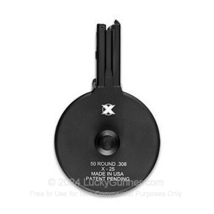 Large image of X-Products AR-25 50rd - .308 - Black - High Capacity Drum Magazine For Sale 