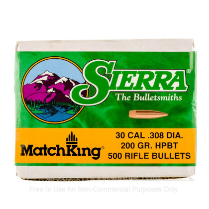 Large image of Bulk 308 Bullets (.308) For Sale - 200 Grain HPBT Bullets in Stock by Sierra - 500