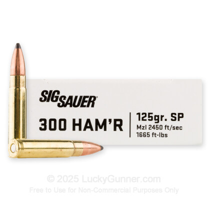 Large image of Cheap 300 HAM'R Ammo For Sale - 125 Grain SP Ammunition in Stock by Sig Sauer Elite Performance - 20 Rounds