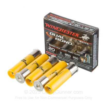 Large image of 20 Gauge Ammo - Winchester Dual Bond 3" 260gr Sabot Slug - 5 Rounds