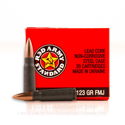 Large image of Cheap 7.62x39 Ammo For Sale - 123 gr FMJ Polymer Coated Steel Ammunition by Red Army Standard In Stock - 180 Rounds