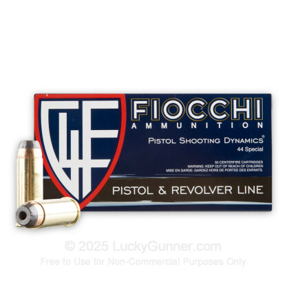 Large image of Cheap 44 Special Ammo For Sale - 200 Grain SJHP Ammunition in Stock by Fiocchi Pistol Shooting Dynamics - 500 Rounds 