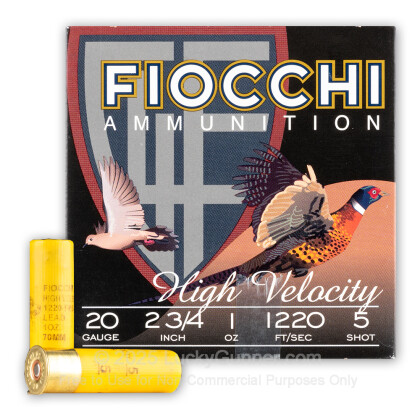 Large image of Cheap 20 ga High Velocity Shot Shells For Sale - 2-3/4" 1 oz  #5 Shot by by Fiocchi - 25 Rounds