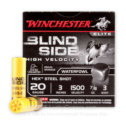 Large image of Premium 20 Gauge Ammo - Winchester Blind Side Elite Waterfowl 3" #3 HV Hex Steel Shot - 25 Rounds